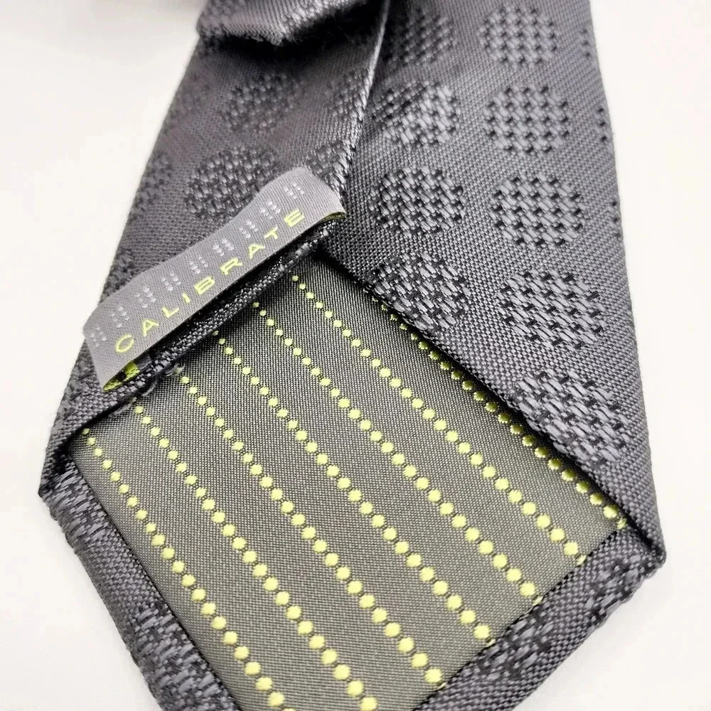 Calibrate Necktie Tie Silk Gray Houndstooth Dots Geometric College 3 x 58